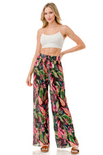 WOMEN'S STRETCH PLEATED PANTS: Tropical Medley