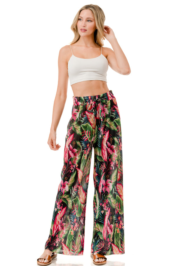 WOMEN'S STRETCH PLEATED PANTS: Tropical Medley