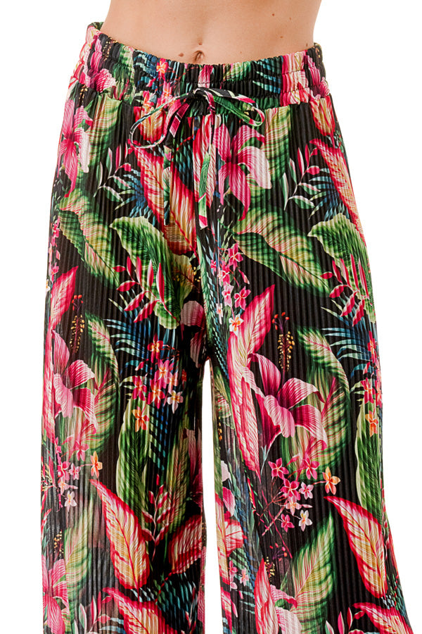 WOMEN'S STRETCH PLEATED PANTS: Tropical Medley