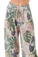 WOMEN'S STRETCH PLEATED PANTS: Monstera Mirage