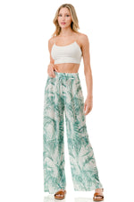 WOMEN'S STRETCH PLEATED PANTS: Palm Bliss