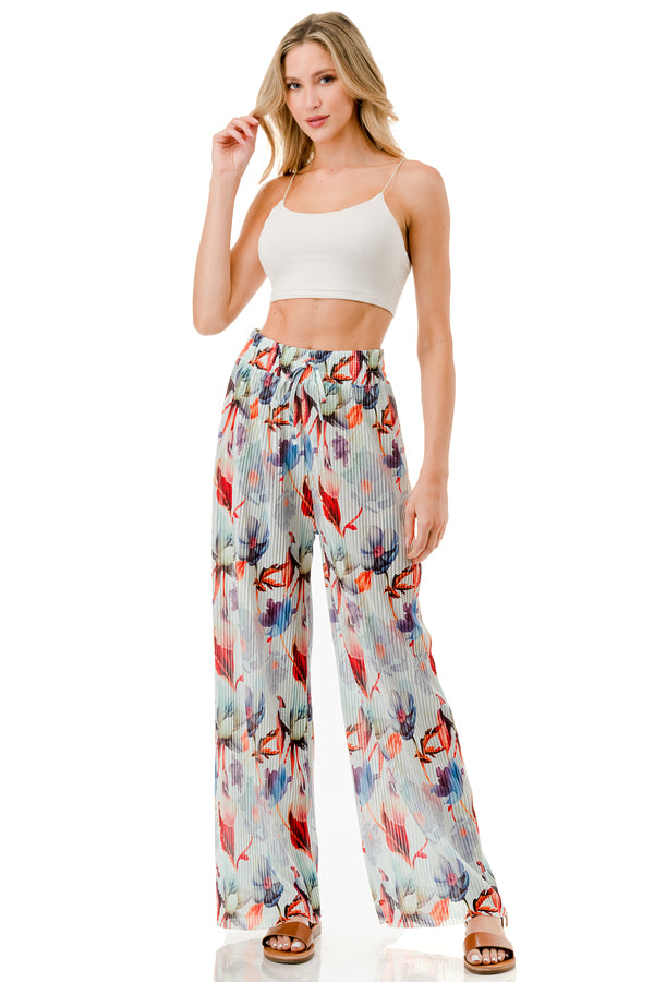 WOMEN'S STRETCH PLEATED PANTS: Tropical Heaven