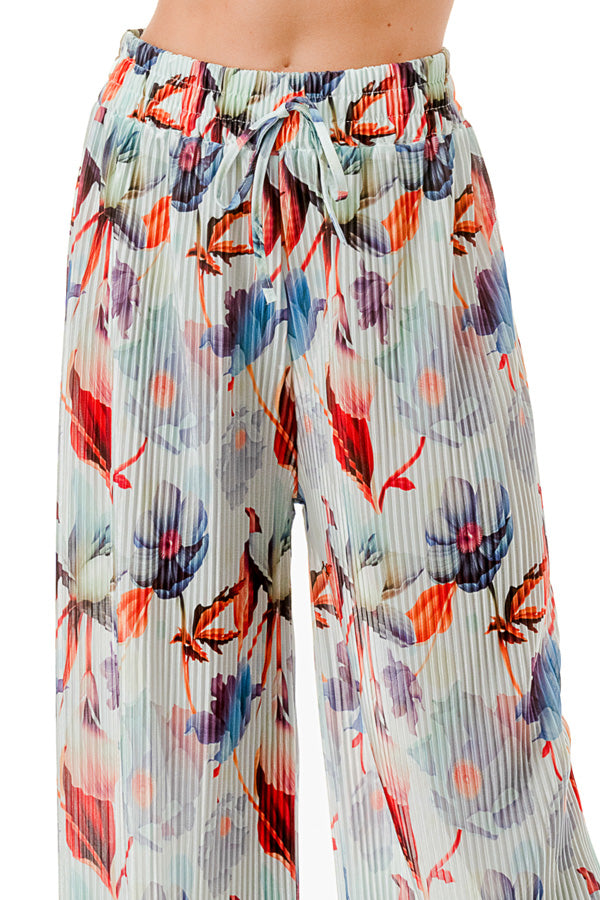 WOMEN'S STRETCH PLEATED PANTS: Tropical Heaven