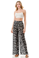 WOMEN'S STRETCH PLEATED PANTS: Abstract Block