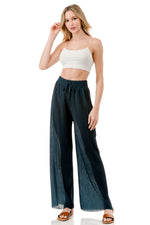 WOMEN'S STRETCH PLEATED PANTS: Solid