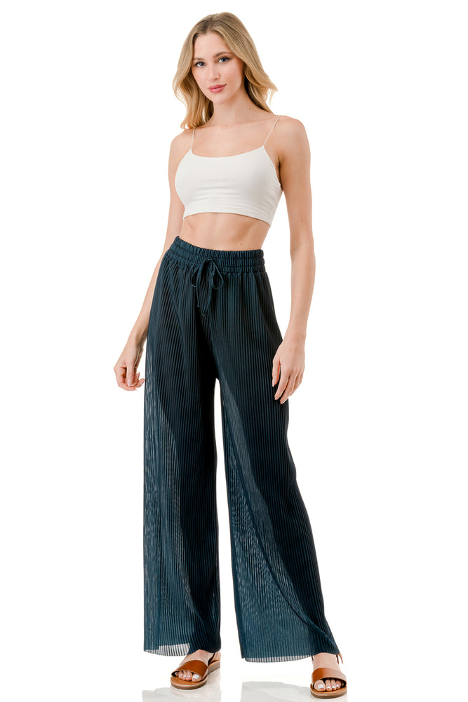 WOMEN'S STRETCH PLEATED PANTS: Solid