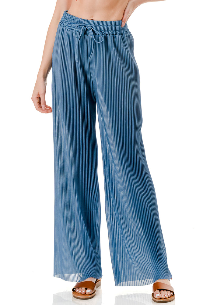 WOMEN'S STRETCH PLEATED PANTS: Solid