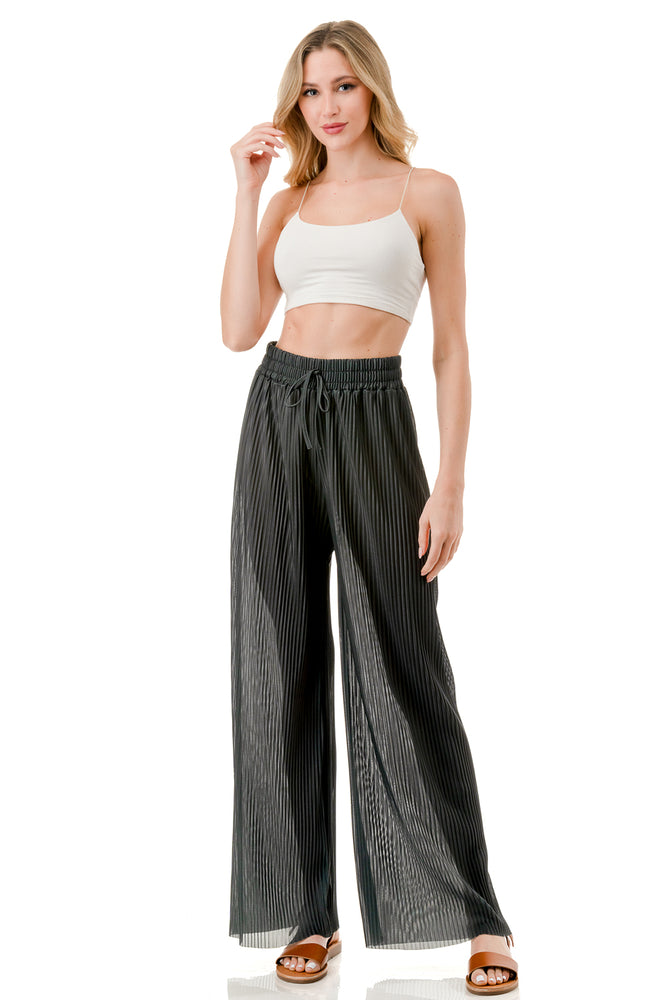 WOMEN'S STRETCH PLEATED PANTS: Solid