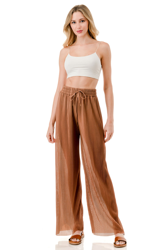 WOMEN'S STRETCH PLEATED PANTS: Solid