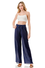 WOMEN'S STRETCH PLEATED PANTS: Solid