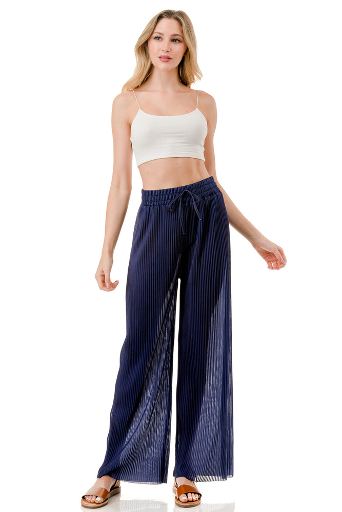 WOMEN'S STRETCH PLEATED PANTS: Solid