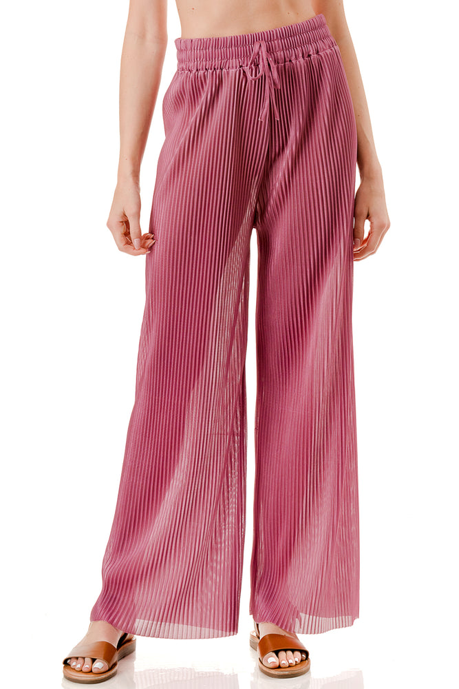 WOMEN'S STRETCH PLEATED PANTS: Solid