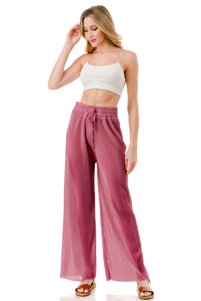 WOMEN'S STRETCH PLEATED PANTS: Solid