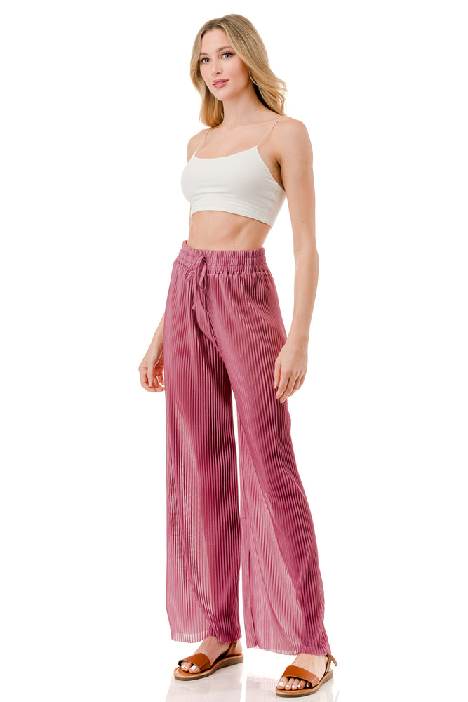 WOMEN'S STRETCH PLEATED PANTS: Solid