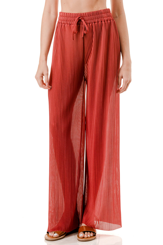 WOMEN'S STRETCH PLEATED PANTS: Solid