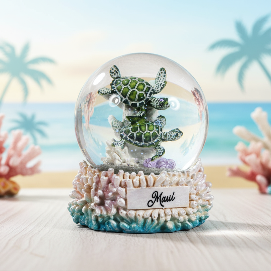 RESIN WATER GLOBE: Honu-Maui