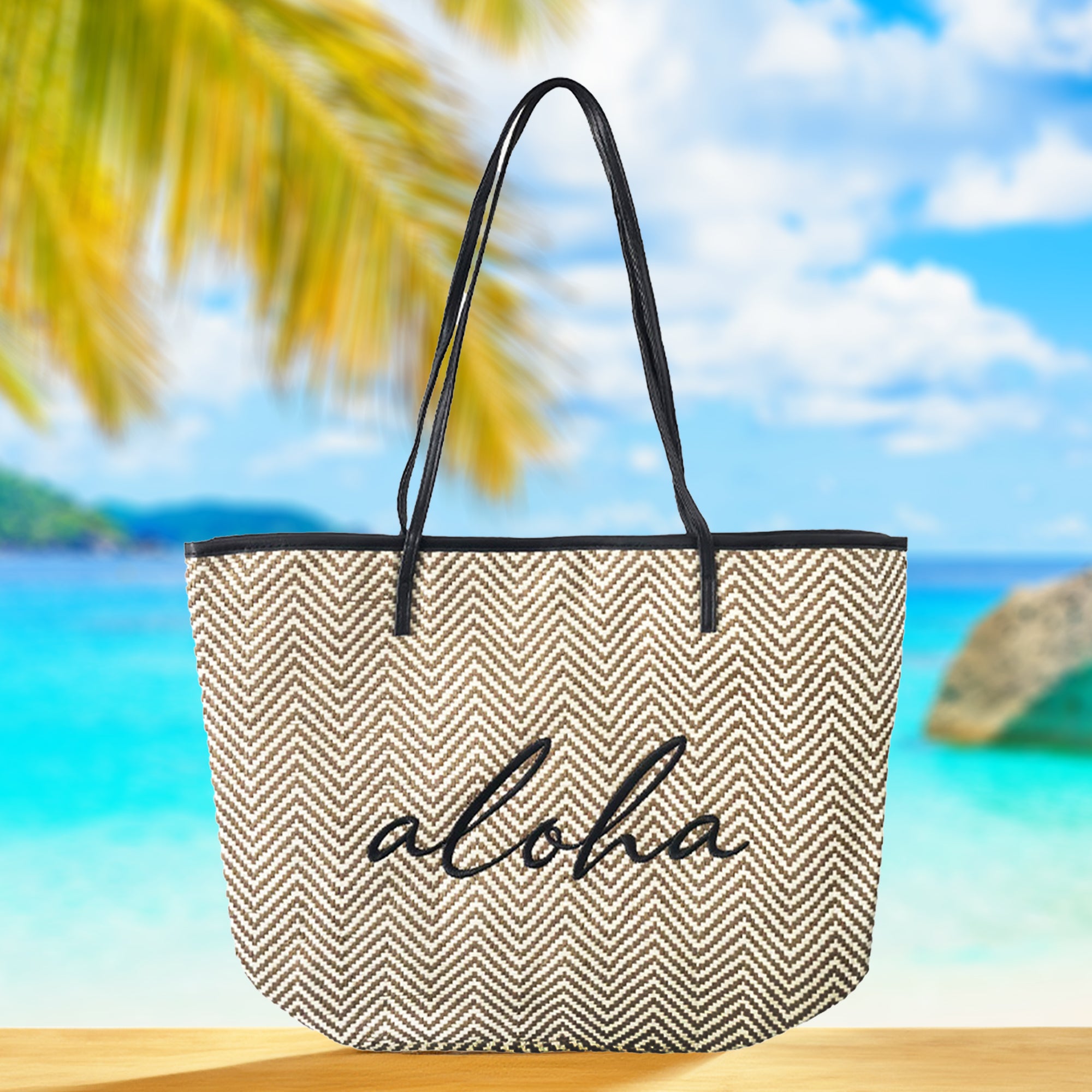 LARGE PAPER STRAW BEACH TOTE BAG: aloha – Aloha Ave Store - Made