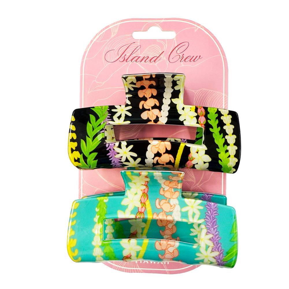 ACRYLIC HAIR CLIP CLAW: Hawaii Designs 2 (2 Pack)