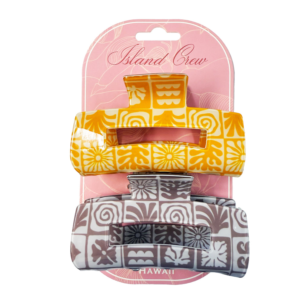 ACRYLIC HAIR CLIP CLAW: Hawaii Designs 3 (2 Pack)