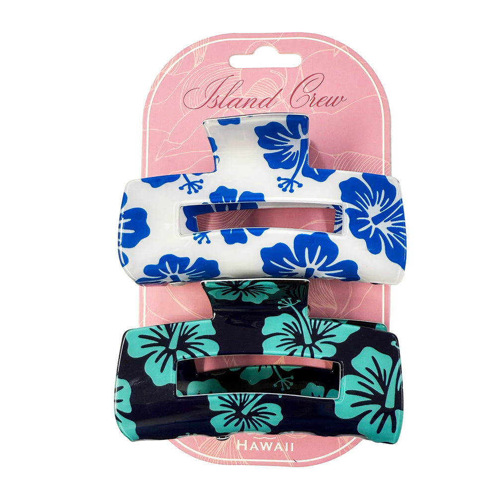 ACRYLIC HAIR CLIP CLAW: Hawaii Designs 3 (2 Pack)