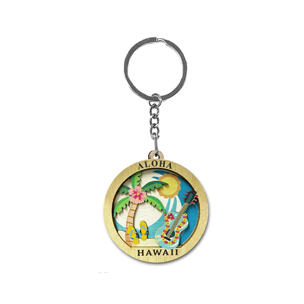 WOODEN KEYCHAIN: Hawaii Designs 4
