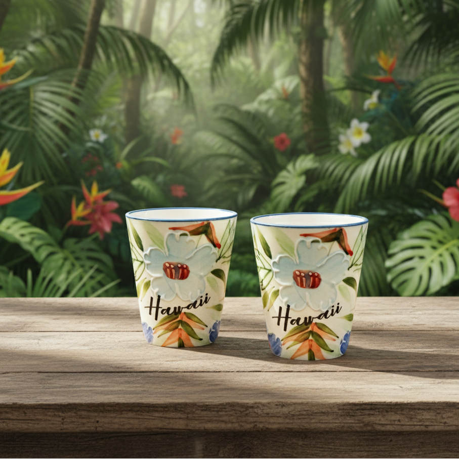 SHOT GLASS : Hawaii Flower