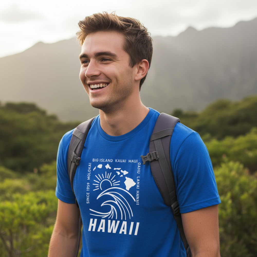 Cool Short Sleeve T-Shirt : SUNSET WAVE HAWAII