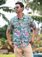 STRETCH SHORT SLEEVE ALOHA SHIRT: California