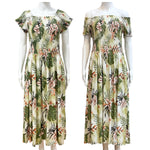 OFF SHOULDER TUBE DRESS: Heliconia Monstera