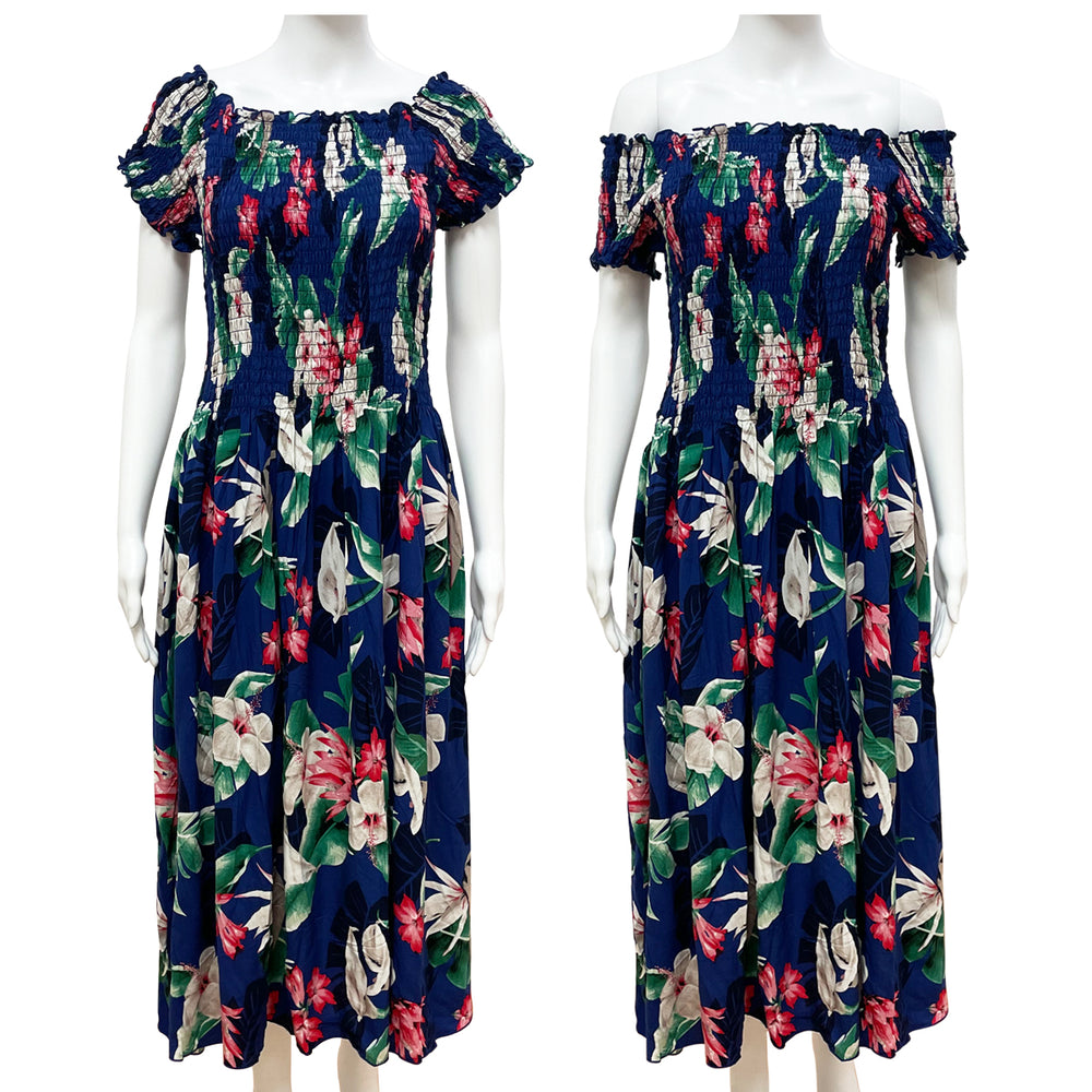 OFF SHOULDER TUBE DRESS: Hibiscus
