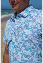 STRETCH SHORT SLEEVE ALOHA SHIRT: PALM PLANTATION