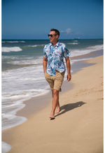 STRETCH SHORT SLEEVE ALOHA SHIRT: PALMSCAPE