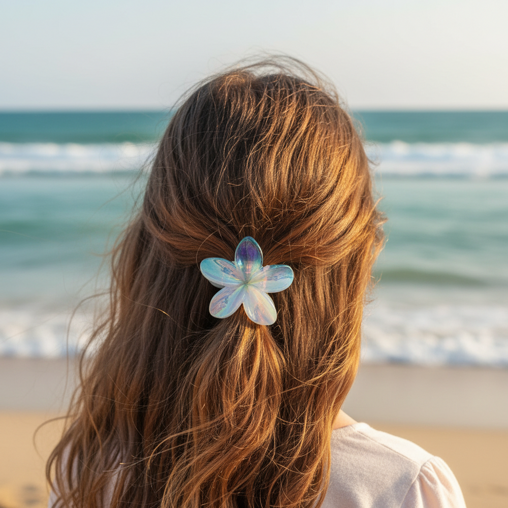 PLASTIC HAIR CLIP: Plumeria (Gradient)