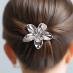 PLASTIC HAIR CLIP: Plumeria (Metallic Gold/Silver)