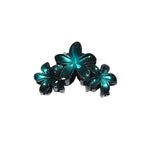 Plastic Hair Clip: Triple Plumeria - METALLIC