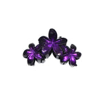 Plastic Hair Clip: Triple Plumeria - METALLIC