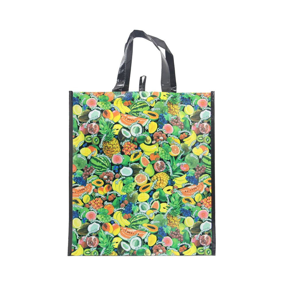 Reusable NON-WOVEN BAG - TROPICAL PARADISE - BLACK