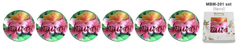 Magnet: HAWAII COASTER - HIBISCUS [6PCS Set]