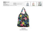 Foldable Reusable Shopping Bag PLUMERIA - BLACK