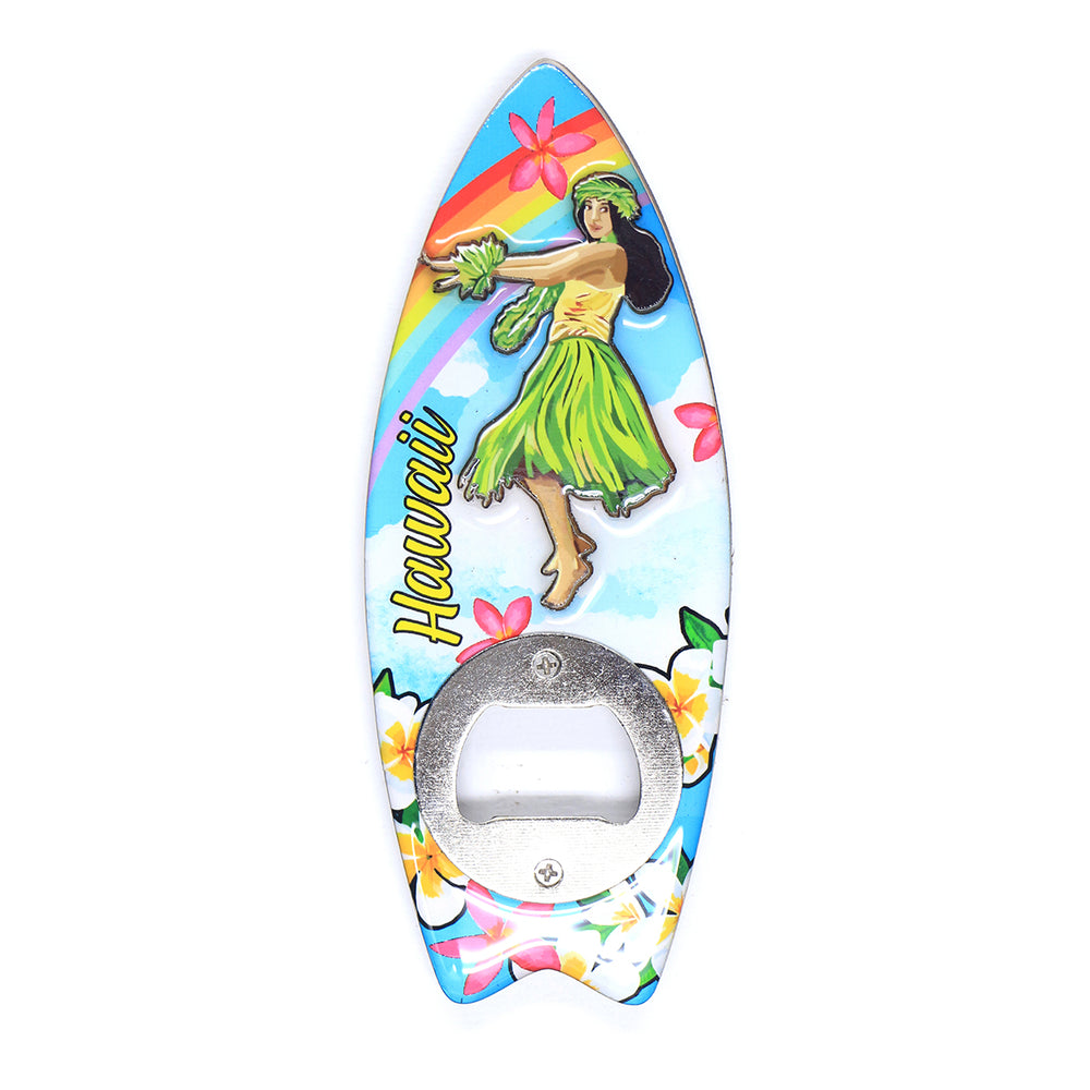WOODEN MAGNET-BOTTLE OPENER - RAINBOW HULA