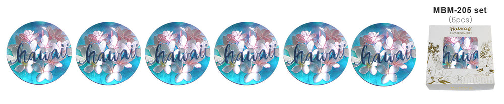 Magnet: HAWAII COASTER - PLUMERIA [6PCS Set]