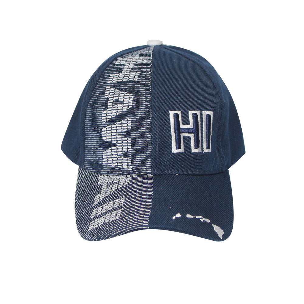 Kauai Hawaii Embroidered Cotton Cap - Navy Blue, One Size Fits Most, Low Profile