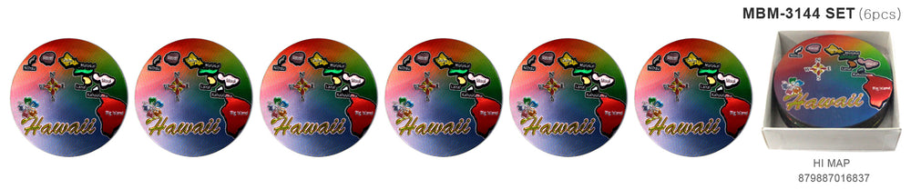 Magnet: HAWAII COASTER - HAWAII MAP [6PCS Set]