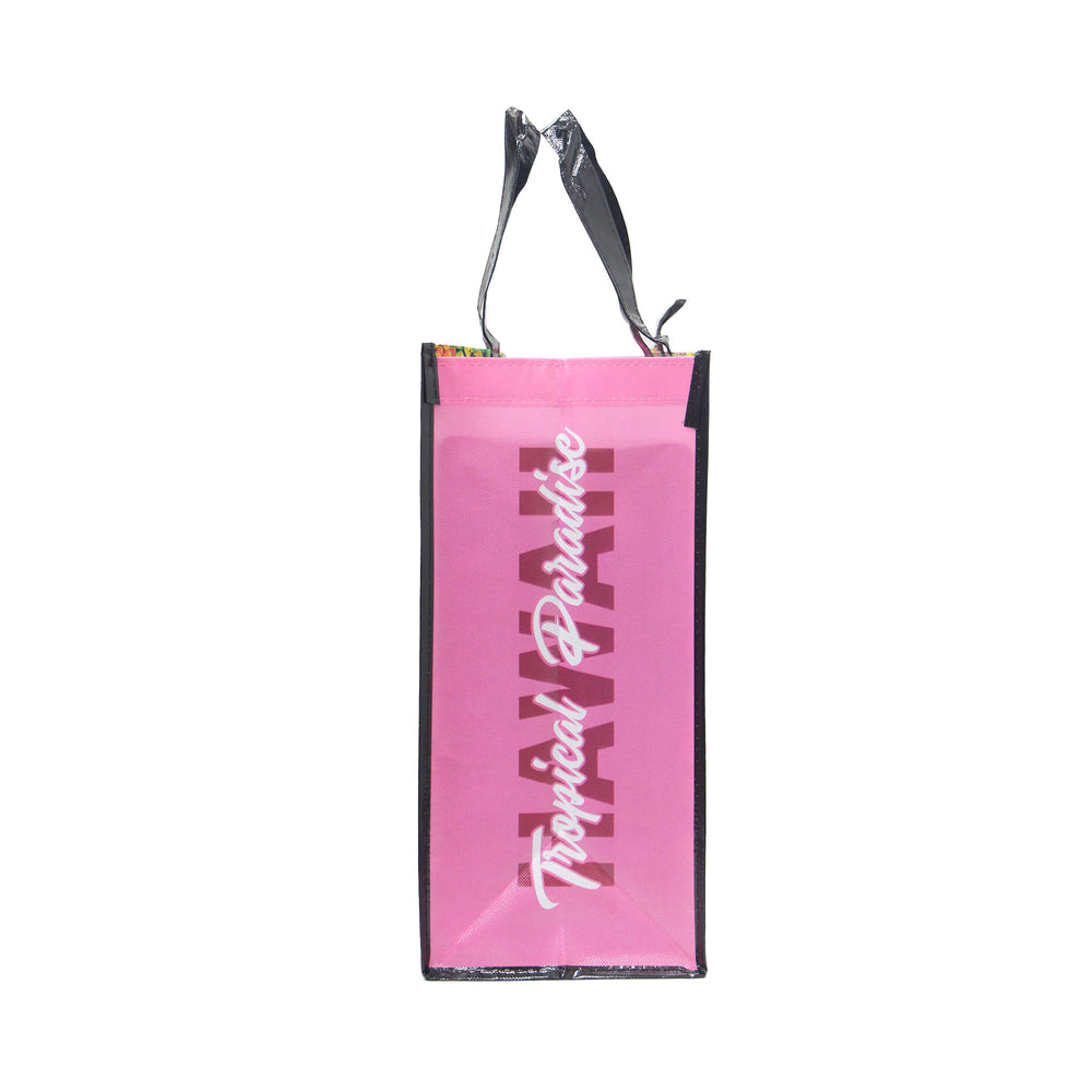 Reusable NON-WOVEN BAG - TROPICAL PARADISE - BLACK