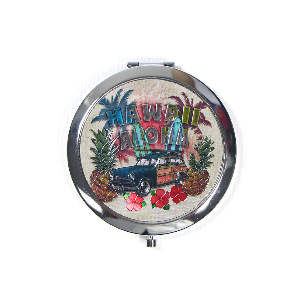 FOLDING ROUND DOUBLE GLASS METAL MIRROR: VOLKS ALOHA HI