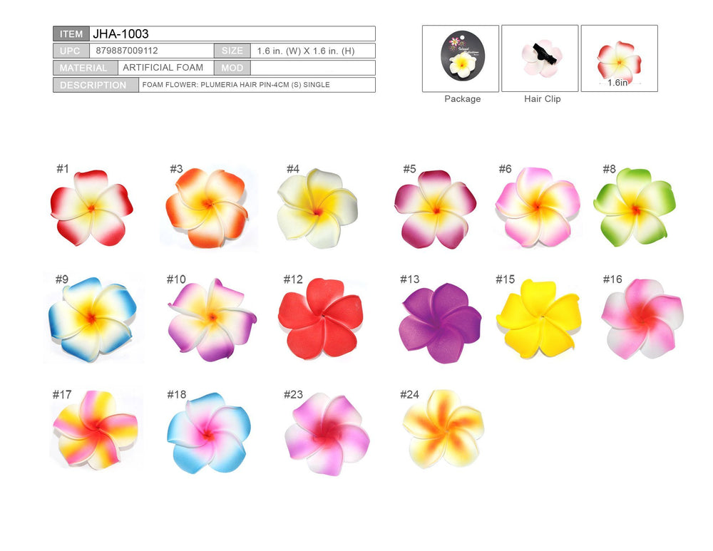 Foam FLOWER PLUMERIA HAIR PIN-SMALL (DOUBLE)