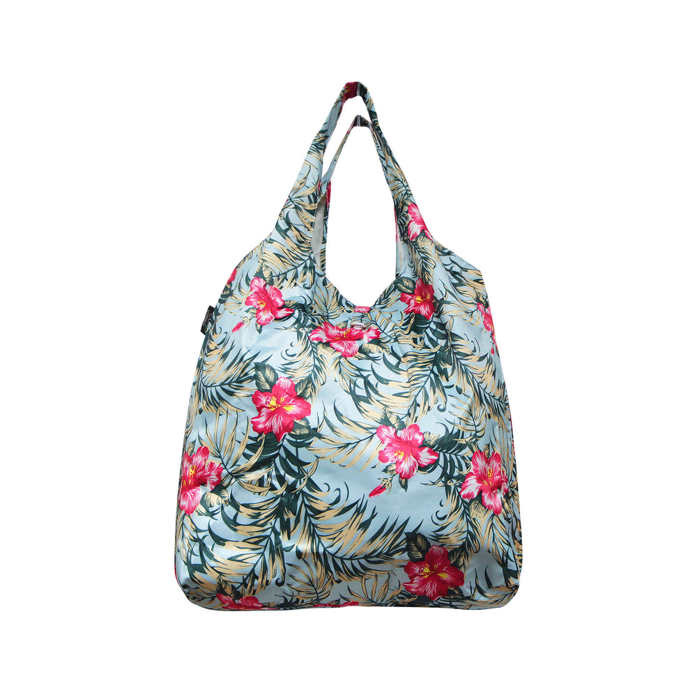 Foldable Reusable Shopping Bag HIBISCUS - NAVY / BEIGE / BLACK / WHITE