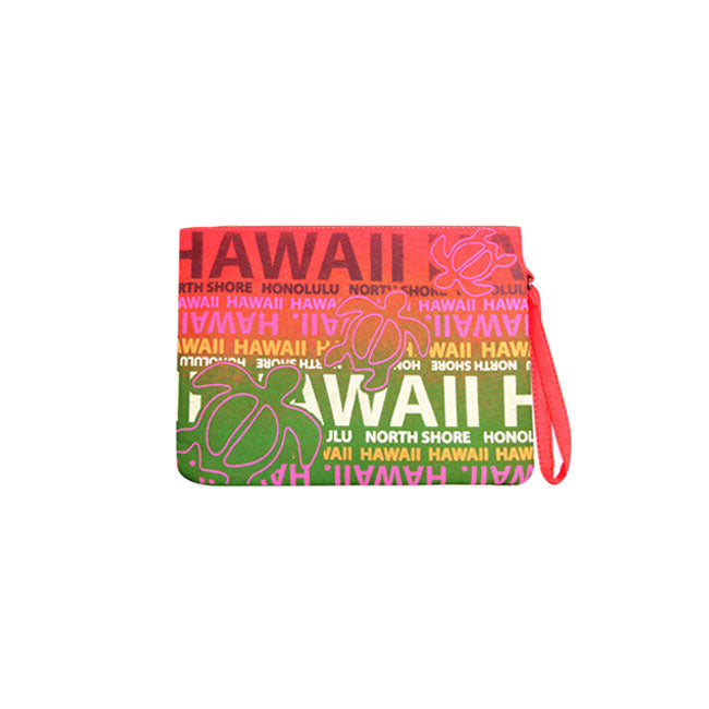 COTTON POUCH BAG - HAWAII W/ TURTLE PRINT - ORANGE / PURPLE / BLUE / YELLOW