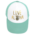 CAP : LIVE ALOHA (GOLD PRINT) MESH CAP