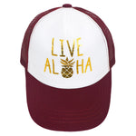 CAP : LIVE ALOHA (GOLD PRINT) MESH CAP